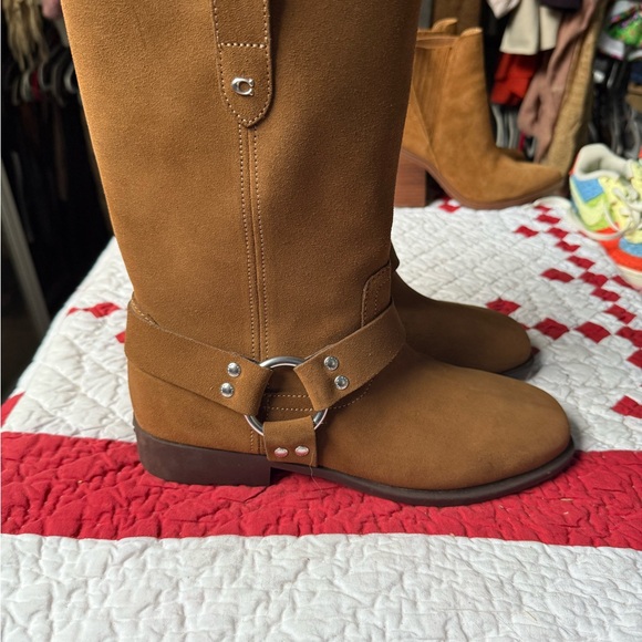 *NEW* Tan Tara biker Women's Boots by Coach - Picture 1 of 3